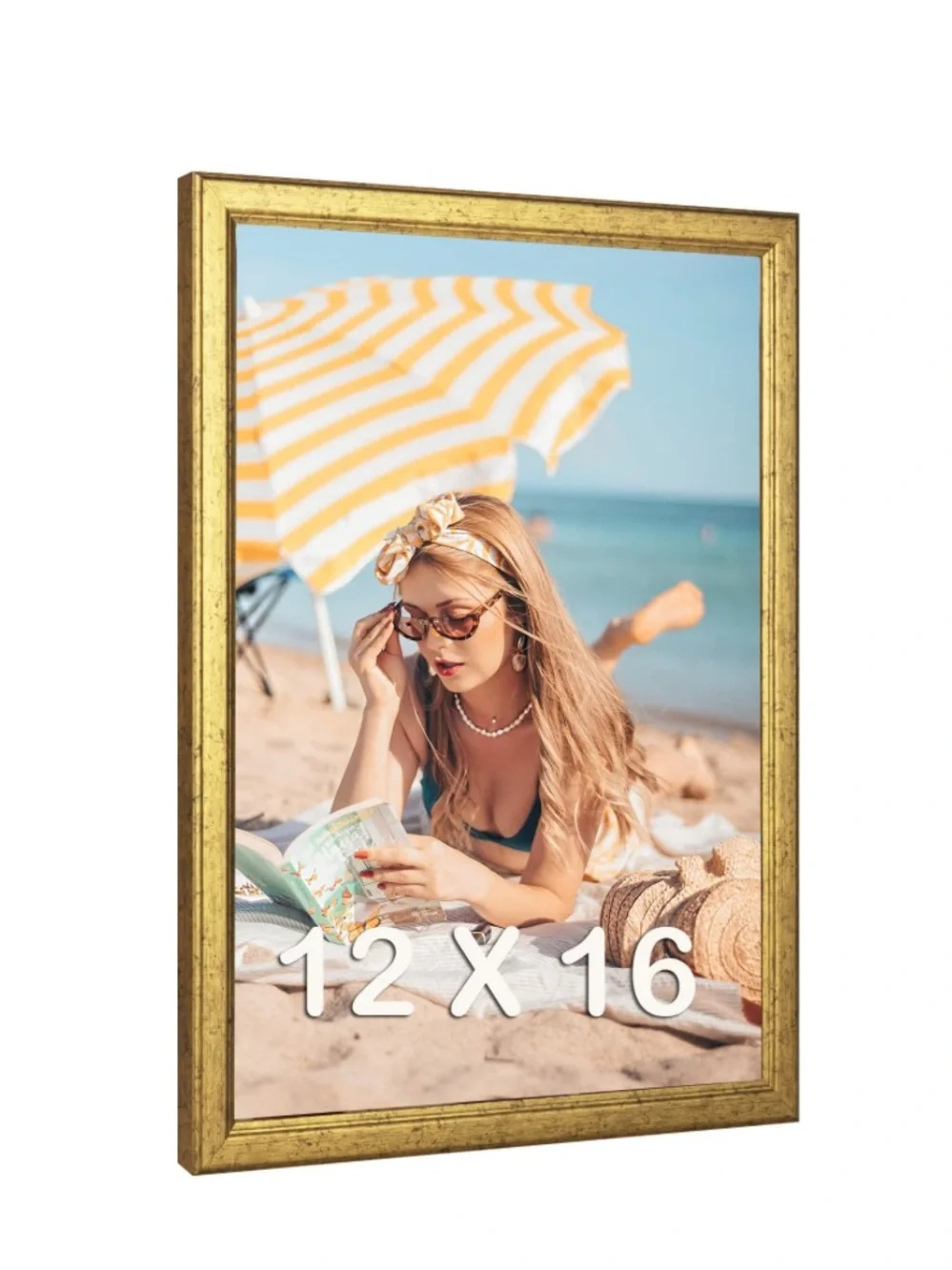 Gold Wood Rectangular Picture Frame Portrait or Landscape 12x16”